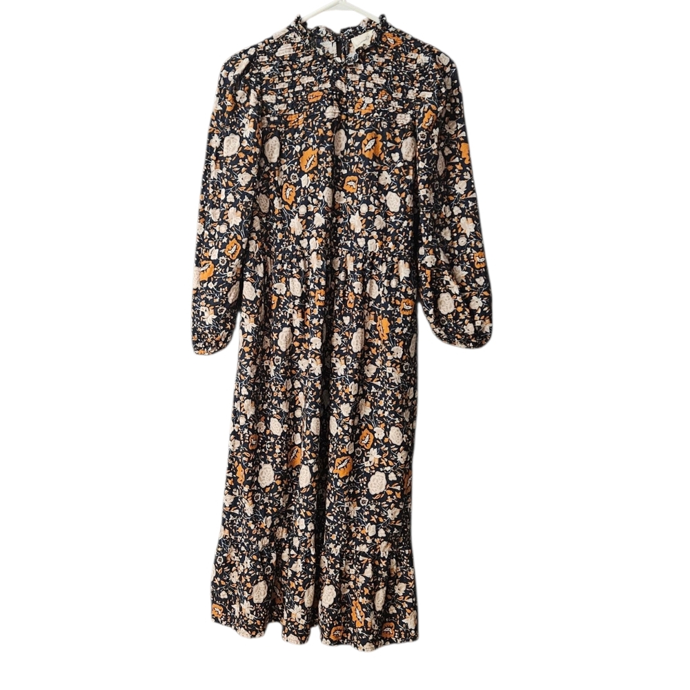 Universal Threads Women's Floral Midi Dress Size M Navy Pockets Prairie Cottage